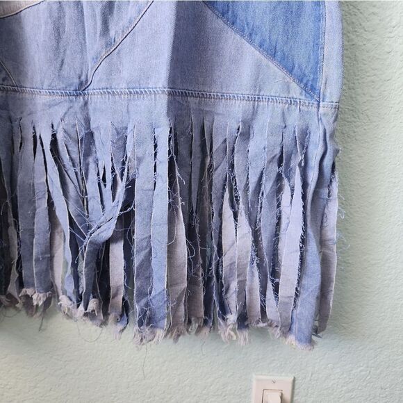 XPLUSWEAR distressed patchwork denim midi skirt - Picture 3 of 11